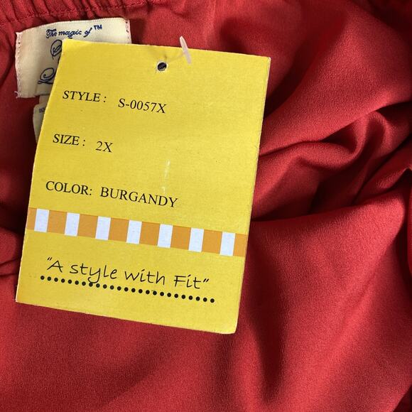 The Magic Of Stevie And Lindsay Plus 2X Burgandy Red Elastic Waist Pants NWT New - Picture 7 of 7